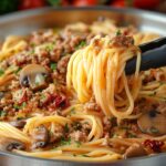 Nigdy nie jadłam tak pysznego makaronu! Magia jednej patelni z mieloną wołowiną i grzybami