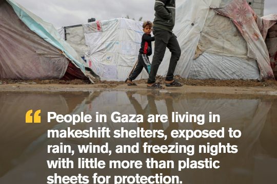 Palestyńczycy w Gazie potrzebują znacznego wzrostu pomocy w związku z nadejściem warunków zimowych....
