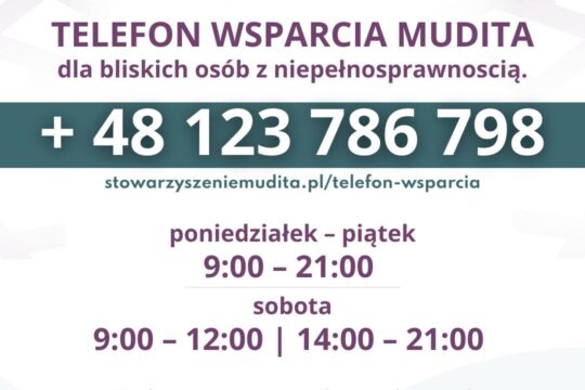Telefon Wsparcia Mudita udziela bezpłatnej pomocy psychologicznej bliskim osób z niepełnosprawnościa...