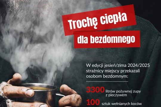 W ramach 11. edycji akcji „Trochę ciepła dla bezdomnego” razem ze Strażą Miejsk...